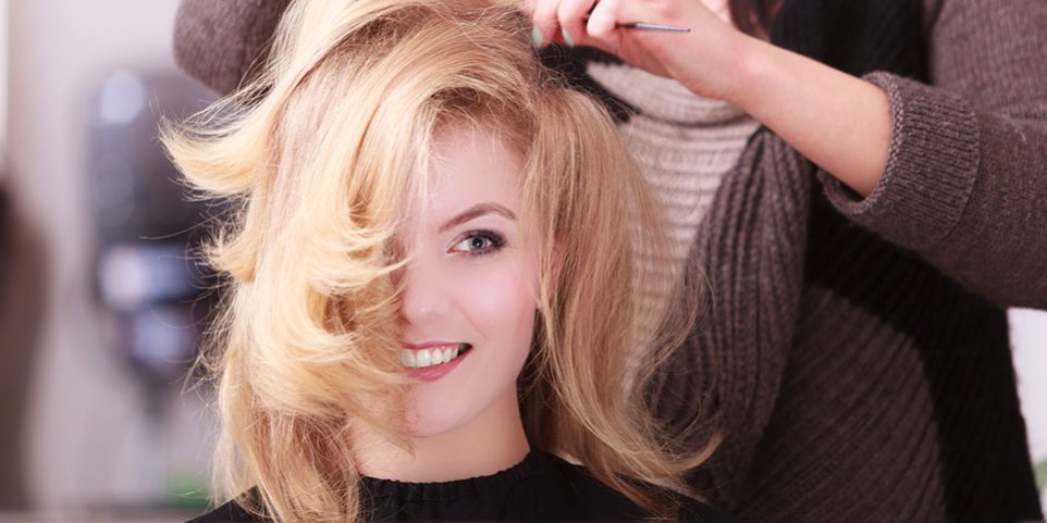 Salon Color, Cut and Style in Blonde Woman