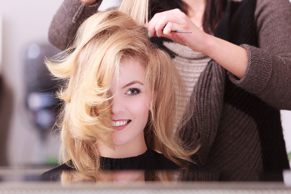 Salon Color, Cut and Style in Blonde Woman